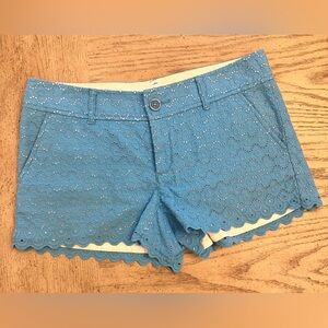 Lilly Pulitzer Blue Eyelet Lace Trim Shorts